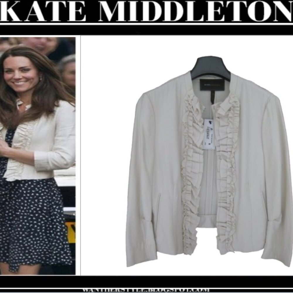 * RARE ~ BCBGMAXAZRIA White Twill Ruffle Jacket SIZE XS/S